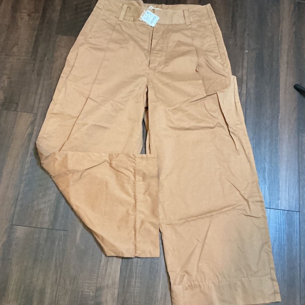 Free People Tobacco Brown Wide Leg Cinch Back Trousers Size 14 New With Tags